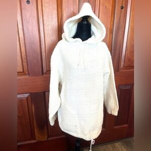 Earth Ragz Pullover Hoodie Sz M Ivory Textured 100% Recycled Fibers Mexico